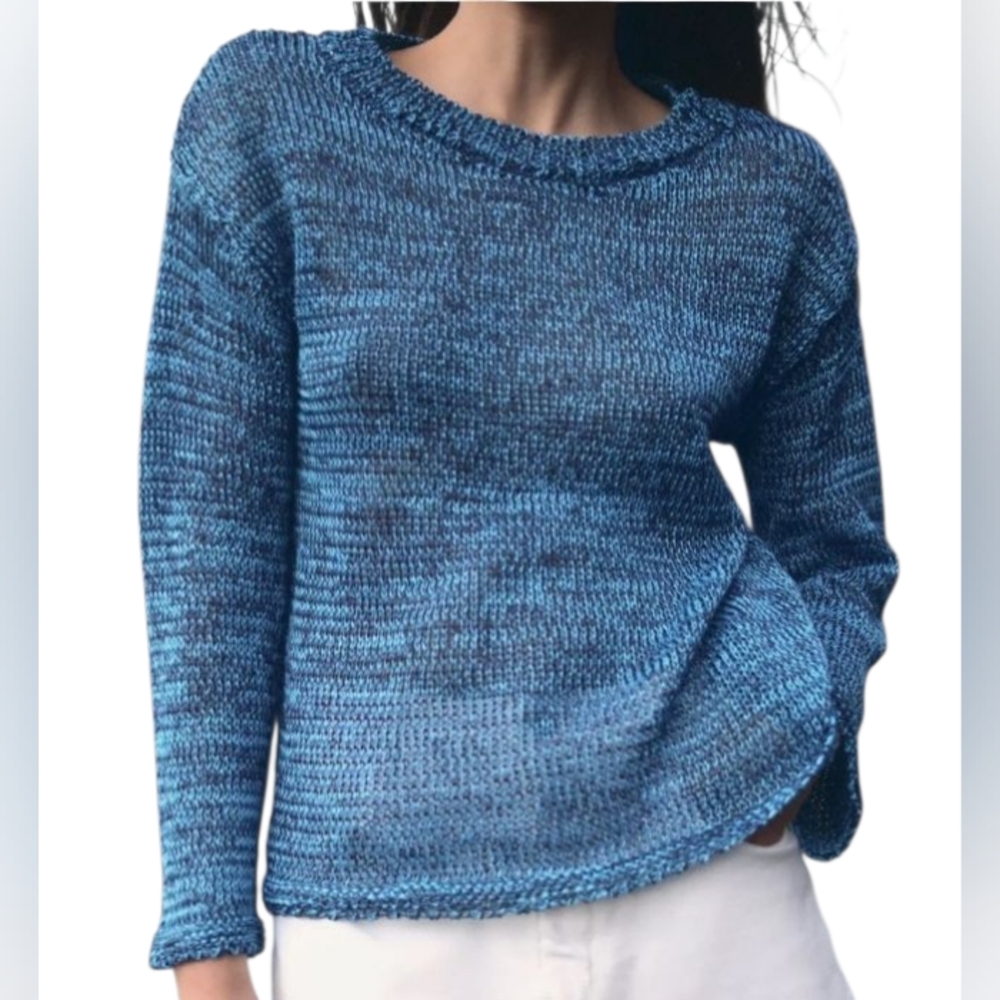 Zara Womens Ribbon Trim Loose Knit Sweater Pull Over  Crew Neck Size Large  BNWT